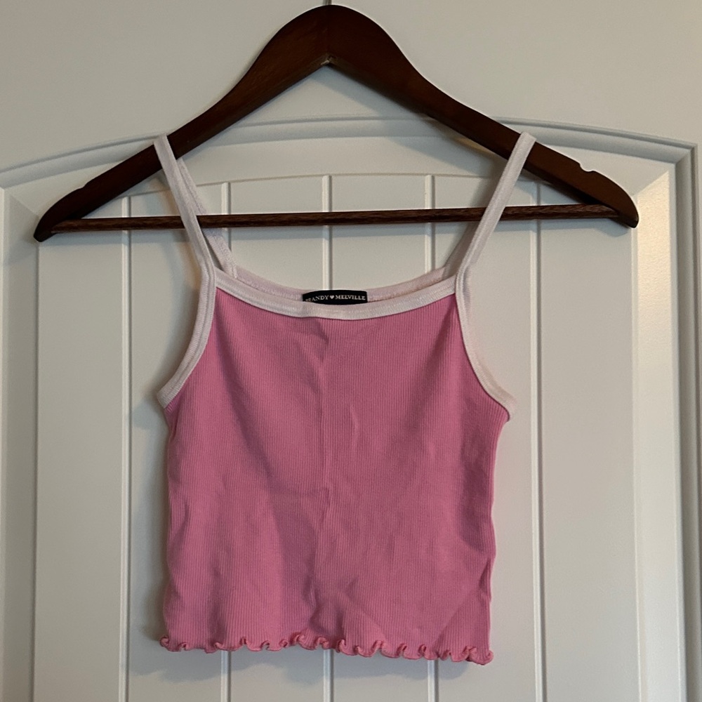 Brandy Melville Pink Camisole with White Trim